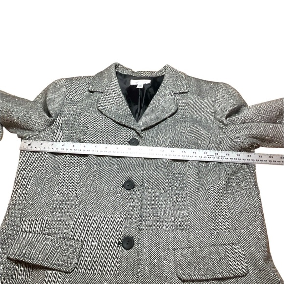 COLDWATER CREEK Wool Blend 3 Button Blazer Fully Lined Metallic Gold Thread Sz L - Picture 6 of 9